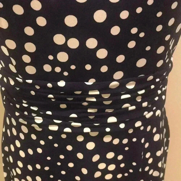 JESSICA HOWARD CLASSIC FLATTERING SLEEVELESS POLKA-DOT Navy MIDI DRESS SIZE 8 - Picture 4 of 7